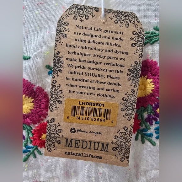 Natural Life Embroidered Cotton Mini Dress Size Medium NWT - Picture 5 of 8